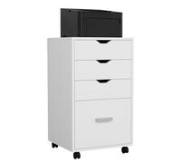 YITAHOME Caisson Bureau, Caisson de Bureau Mobile, Petit Meuble de Rangement Mobile, avec 4 Tiorirs, 4 roulettes, pour Dossiers Suspendus, Document A4, 42 x 40 x 73 cm (Blanc)