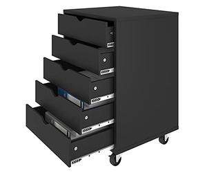 YITAHOME Caisson de Bureau 5 tiroirs, Armoire de Rangement de Bureau Mobile, Convient pour Papier A4, Fichiers, Imprimantes Maison Caisson de Rangement, Noir