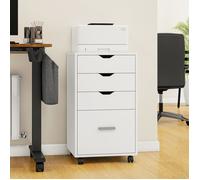 YITAHOME Caisson de bureau Armoire à Roulettes 4 Tiroirs, Commode à Tiroirs pour le Bureau, 42 x 40 x 73 cm, Blanc