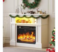 YITAHOME Cheminée Electrique, Effet Flamme 3D Réaliste, Cheminee Decorative Autonome avec Minuterie et Bande Lumineuse LED 24 Couleurs et Télécommande 100X30.5X79CM