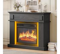 YITAHOME Cheminée Electrique, Effet Flamme 3D Réaliste, Cheminee Decorative Autonome avec Minuterie et Bande Lumineuse LED 24 Couleurs et Télécommande 100X26X80.5CM