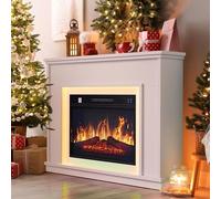 YITAHOME Cheminée Electrique, Effet Flamme 3D Réaliste, Cheminee Decorative Autonome avec Minuterie et Bande Lumineuse LED 24 Couleurs et Télécommande 100X26X80.5CM