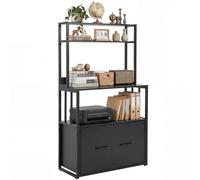 YITAHOME Classeur avec tiroir, Armoire de Rangement avec étagère pour Format A4, Lettres, dossiers juridiques, Armoire de Rangement en métal, Support d'imprimante pour Bureau, école, Maison, Noir