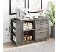 YITAHOME Classeur Mobile à 3 Tiroirs avec Insertion de Rangées et Espace de Rangement Ouvert, Gris