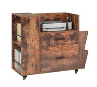 YITAHOME Classeur Roulant avec Supports latéraux et 4 Roues, Armoire de classement avec tiges de Suspension réglables pour Documents A4/Lettres, Support d'imprimante pour Bureau à Domicile, Marron