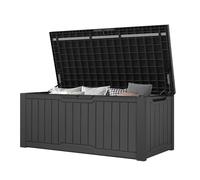 YITAHOME Coffre de Jardin 450L Étanche, Banc de Terrasse Verrouillable pour Coussins et Outils, Gris