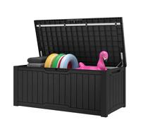 YITAHOME Coffre de Jardin 450L Étanche, Banc de Terrasse Verrouillable pour Coussins et Outils, Noir