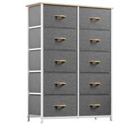 YITAHOME Commode, 10 Tiroirs en Tissu Commode Chambre Meuble de Rangement,Tour en Tissu,Cadre Acier Robuste,pour Chambre à Coucher, Salon,Gris