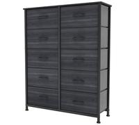 YITAHOME Commode, 10 Tiroirs en Tissu Commode Chambre Meuble de Rangement,Tour en Tissu,Cadre Acier Robuste,pour Chambre à Coucher, Salon,Grain de Bois Noir