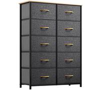 YITAHOME Commode, 10 Tiroirs en Tissu Commode Chambre Meuble de Rangement,Tour en Tissu,Cadre Acier Robuste,pour Chambre à Coucher, Salon,Gris Profond