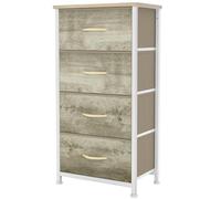 YITAHOME Commode, 4 Tiroirs en Tissu Commode Chambre Meuble de Rangement, Cadre en Métal,pour Chambre à Coucher, Salon,Couleur Bois Clair