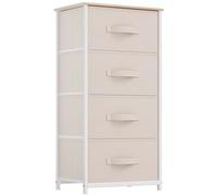 YITAHOME Commode, 4 Tiroirs en Tissu Commode Chambre Meuble de Rangement, Cadre en Métal,pour Chambre à Coucher, Salon,Crème Blanche