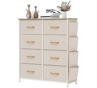 YITAHOME Commode, 5 Tiroirs en Tissu Commode Chambre Meuble de Rangement avec Poches latérales et Crochets,Cadre en Métal,Beige