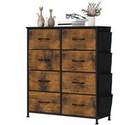 YITAHOME Commode, 5 Tiroirs en Tissu Commode Chambre Meuble de Rangement avec Poches latérales et Crochets,Cadre en Métal,Grain de Bois pourri