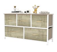 YITAHOME Commode, 5 Tiroirs en Tissu Commode Chambre Meuble de Rangement, Cadre en Métal,pour Chambre à Coucher, Salon,Couleur Bois Clair