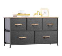 YITAHOME Commode, 5 Tiroirs en Tissu Commode Chambre Meuble de Rangement, Cadre en Métal,pour Chambre à Coucher, Salon,Gris Profond