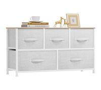 YITAHOME Commode, 5 Tiroirs en Tissu Commode Chambre Meuble de Rangement,Cadre en Métal,pour Chambre à Coucher, Salon,Gris Clair