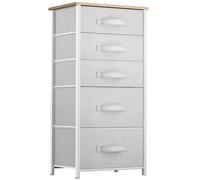 YITAHOME Commode, 5 Tiroirs en Tissu Commode Chambre Meuble de Rangement,Tour en Tissu,Cadre en Métal,pour Chambre à Coucher, Salon,Gris Clair