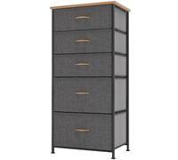 YITAHOME Commode, 5 Tiroirs en Tissu Commode Chambre Meuble de Rangement,Tour en Tissu,Cadre en Métal,pour Chambre à Coucher, Salon,Gris Profond