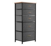 YITAHOME Commode, 5 Tiroirs en Tissu Commode Meuble de Rangement,Tour en Tissu,Cadre en Métal,Chambre,Salon,Gris Profond