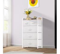 YITAHOME Commode, 5 Tiroirs en Tissu Meuble de Rangement,Tour en Tissu,Cadre Acier Robuste, Chambre, Salon,Gris Clair