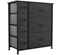YITAHOME Commode, 7 Tiroirs en Tissu Commode Chambre Meuble de Rangement, Cadre en Métal,pour Chambre à Coucher, Salon,Gris Noir