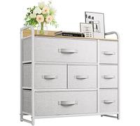YITAHOME Commode, 7 Tiroirs en Tissu Commode Chambre Meuble de Rangement,Cadre en Métal,Style Moderne,pour Chambre à Coucher, Salon,Gris Clair