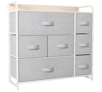 YITAHOME Commode, 7 Tiroirs en Tissu Commode Meuble de Rangement, Cadre en Métal, Moderne, Chambre, Salon,Gris Clair