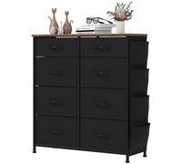 YITAHOME Commode, 8 Tiroirs en Tissu Commode Chambre Meuble de Rangement avec Poches latérales et Crochets,Cadre en Métal,pour Chambre à Coucher, Salon,Noir