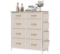 YITAHOME Commode, 8 Tiroirs en Tissu Commode Chambre Meuble de Rangement avec Poches latérales et Crochets,Cadre en Métal,pour Chambre à Coucher, Salon,Beige