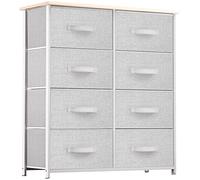 YITAHOME Commode, 8 Tiroirs en Tissu Commode Chambre Meuble de Rangement, Cadre en Métal,pour Chambre à Coucher, Salon,Gris Clair