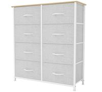 YITAHOME Commode, 8 Tiroirs en Tissu Commode Chambre Meuble de Rangement, Cadre en Métal,pour Chambre à Coucher, Salon,Gris Clair