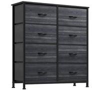 YITAHOME Commode, 8 Tiroirs en Tissu Commode Chambre Meuble de Rangement, Cadre en Métal,pour Chambre à Coucher, Salon,Grain de Bois Noir