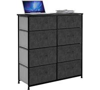 YITAHOME Commode, 8 Tiroirs en Tissu Commode Chambre Meuble de Rangement,Cadre en Métal,Style Moderne,pour Chambre à Coucher, Salon,Gris Noir