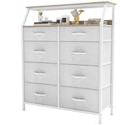 YITAHOME Commode, 8 Tiroirs en Tissu Commode Chambre Meuble de Rangement,Tour en Tissu,Cadre Acier Robuste,pour Chambre à Coucher, Salon,Gris Clair
