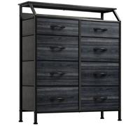YITAHOME Commode, 8 Tiroirs en Tissu Commode Meuble de Rangement,Tour en Tissu,Cadre Acier Robuste, Grain de Bois Noir