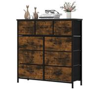 YITAHOME Commode, 9 Tiroirs en Tissu Commode Chambre Meuble de Rangement, Cadre en Métal,pour Chambre à Coucher, Salon,Rouille Brun