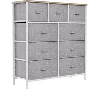 YITAHOME Commode, 9 Tiroirs en Tissu Commode Chambre Meuble de Rangement, Cadre en Métal,pour Chambre à Coucher, Salon,Gris Clair