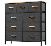 YITAHOME Commode, 9 Tiroirs en Tissu Commode Chambre Meuble de Rangement, Cadre en Métal,pour Chambre à Coucher, Salon,Gris Profond