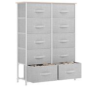 YITAHOME Commode à 10 Tiroirs en Tissu Meuble de Rangement avec Dessus en Bois et Grand Espace de Rangement Chambre à Coucher, Salon, Chambre d'enfant, Gris Clair