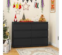 YITAHOME Commode à 6 tiroirs en bois pour chambre à coucher, meuble de rangement moderne pour chambre à coucher, chevet, 100 x 30 x 70 cm, noir