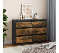 YITAHOME Commode à 6 tiroirs en Bois pour Chambre à Coucher, Table de Chevet Moderne, 100 x 30 x 70 cm, Noir Rustique