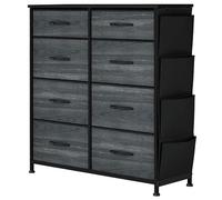 YITAHOME Commode avec Poches latérales et Crochets, Commode à 8 Tiroirs en Tissu Meuble de Rangement avec Dessus en Bois pour Chambre à Coucher, Salon,Grain de Bois Noir