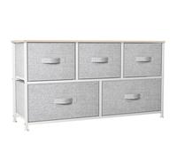 YITAHOME Commode Chambre - 5 Tiroirs en Tissu - Meuble de Rangement - 100 x 30 x 55 cm - Gris Clair
