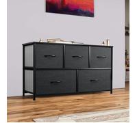 YITAHOME Commode Chambre - 5 Tiroirs en Tissu - Meuble de Rangement - 100 x 30 x 55 cm - Gris Noir