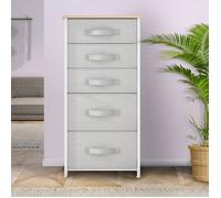 YITAHOME Commode Chambre - 5 Tiroirs en Tissu - Meuble de Rangement - Cadre en Métal - Chambre - Salon - Gris Clair
