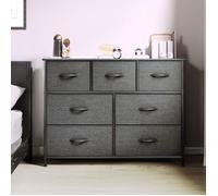 YITAHOME Commode Chambre - 7 Tiroirs en Tissu - Meuble de Rangement - 100 x 29,8 x 76,9 cm (L x l x H) - Noir Gris