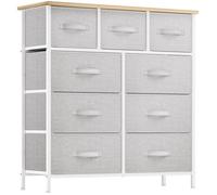 YITAHOME Commode Chambre - 9 Tiroirs en Tissu - Meuble de Rangement -100 x 30 x 100 cm - Gris Clair
