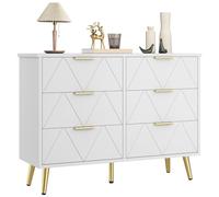 YITAHOME Commode contemporaine à 6 tiroirs pour Chambre à Coucher, Meuble de Chambre à Coucher, Large Commode en Bois, Meuble de Rangement Coulissant, Meuble de Bureau, Salon, Meuble de Rangement,