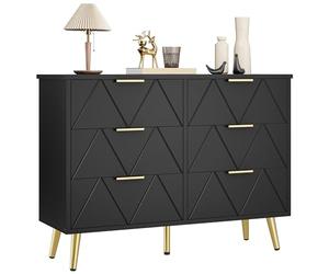 YITAHOME Commode contemporaine à 6 tiroirs pour Chambre à Coucher, Meuble de Chambre à Coucher, Large Commode en Bois, Meuble de Rangement Coulissant, Meuble de Bureau, Salon, Meuble de Rangement,